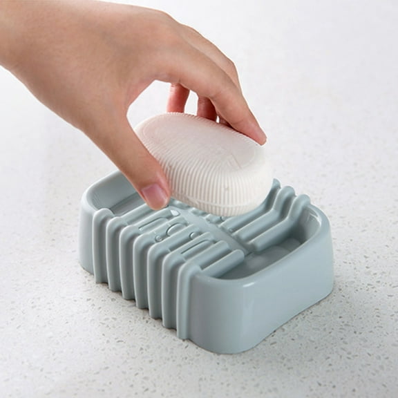 Double Compartment Soap Dish with Drainage Holes | Large Plastic Soap Holder for Bathroom & Kitchen | No-Spill Soap Box Organizer for Bar Soap | Blue & Pink Color Options