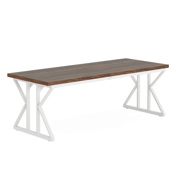 Double Computer Desk with Storage, 78.7" Large Two Person Desk for Home Office, Writing Desk with Monitor Stand, Study Table with Shelves