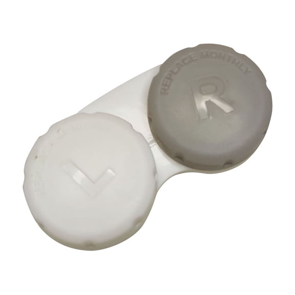 Double Contact Lens Case, Portable 2 in 1 Container with Tweezers and Applicator, Leak Proof for Travel Gray