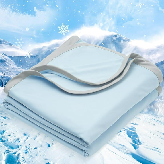 Double Cooling Blanket for Hot Sleepers Queen Size, Arc-Chill Q-Max>0.5 with Double Cooling, Summer Blanket Absorbs Heat to Keep Cool All Night for Night Sweats (Ice Blue, 90''x90'')