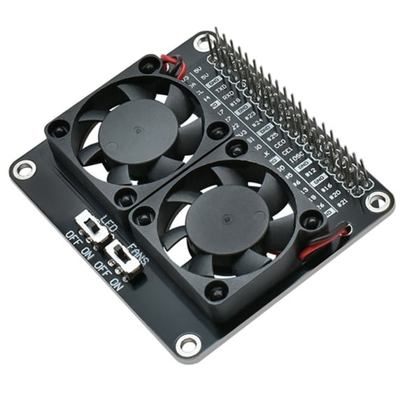 Double Cooling Fan Expansion Boards Optimized Heat Dissipation With Full GPIO Access LED Light for Raspberry