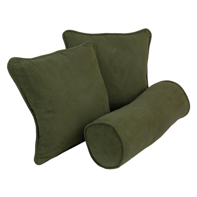 Hunter Green Microsuede Throw Pillow and Bolster Set