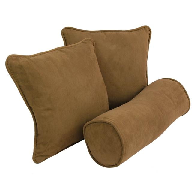 Teal Microsuede Double-Corded Throw Pillow Set with Inserts (Set of 3)
