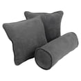 thumbnail image 1 of Double-Corded Solid Microsuede Throw Pillows with Inserts, Steel Grey - Set of 3, 1 of 1