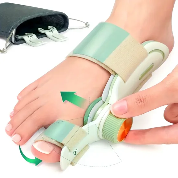 Double Correction Bunion Corrector, Adjustable Knob Orthopedic Bunion Splint with 3 Angle Fixing Plates, Hand Wash Only, Polyester, Toe Separator for Men and Women