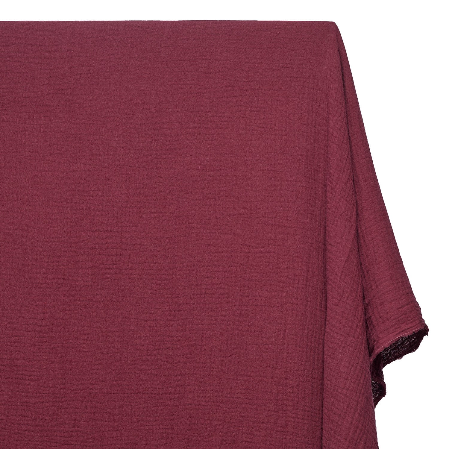 Double Cotton Gauze Fabric Woven Sheer Crinkle Texture Gause Cloth Material By The Yard & Wholesale - Burgundy (10 Yards)