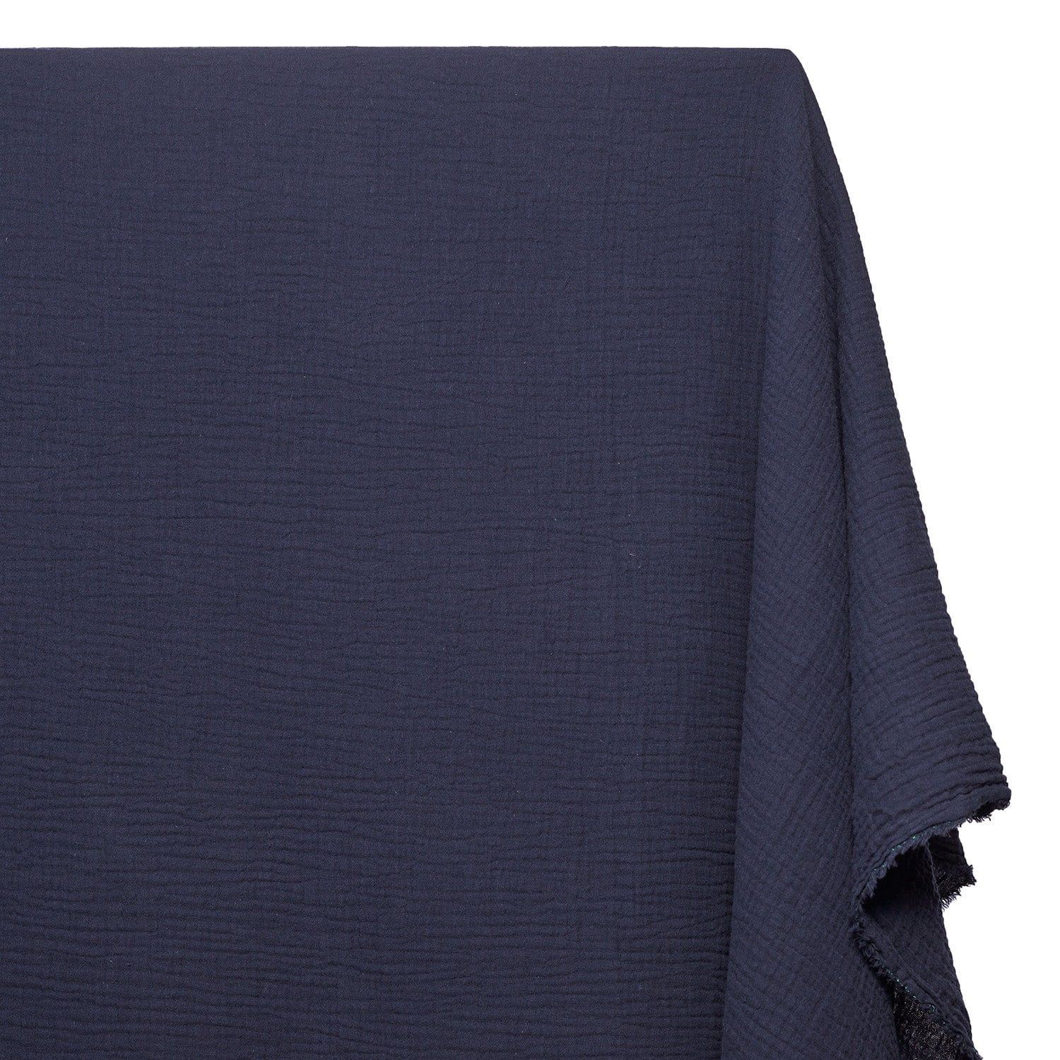 Double Cotton Gauze Fabric Woven Sheer Crinkle Texture Gause Cloth Material By The Yard & Wholesale - Navy Blue (5 Yards)