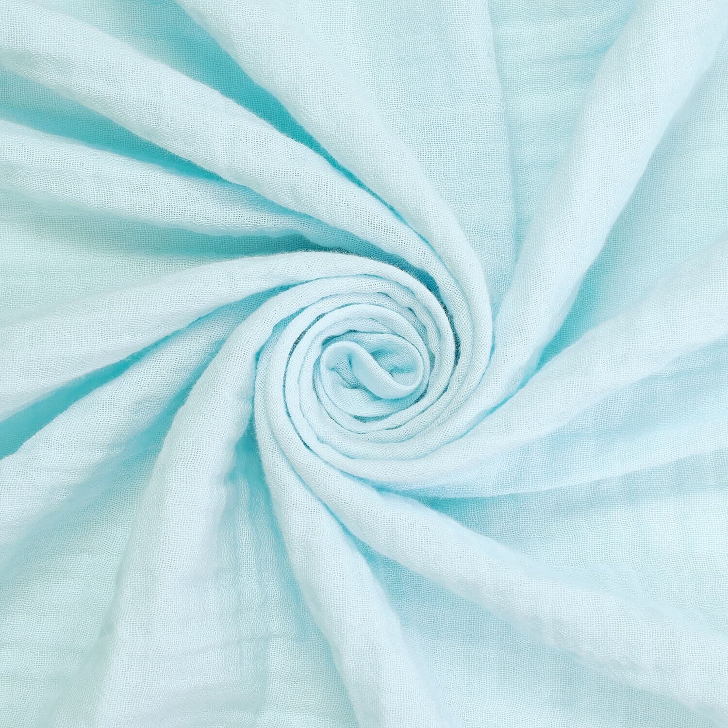 Double Cotton Gauze Hypoallergenic Lightweight Leno Crinkle Fabric By The Yard - For Sewing Apparel, Accessories, & Décor - Baby Blue (5 Yards)