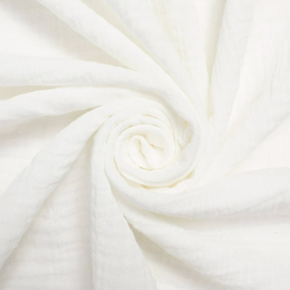 Double Cotton Gauze Hypoallergenic Lightweight Leno Crinkle Fabric By The Yard - For Sewing Apparel, Accessories, & Décor - Off White (10 Yards)
