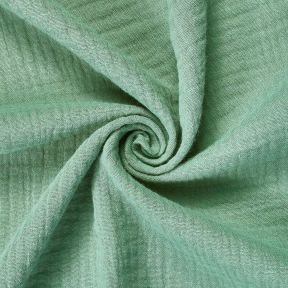 Double Cotton Gauze Hypoallergenic Lightweight Leno Crinkle Fabric By The Yard - For Sewing Apparel, Accessories, & Décor - Lagoon Green (1 Yard)