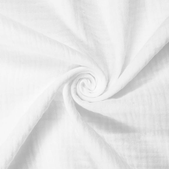 Double Cotton Gauze Hypoallergenic Lightweight Leno Crinkle Fabric By The Yard - For Sewing Apparel, Accessories, & Décor - White (1 Yard)