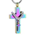 thumbnail image 1 of Double Cross Urn Necklace Men's Women's Pendent for Ashes and Chain Necklace for Ashes of Loved One Memory Necklace, 1 of 6