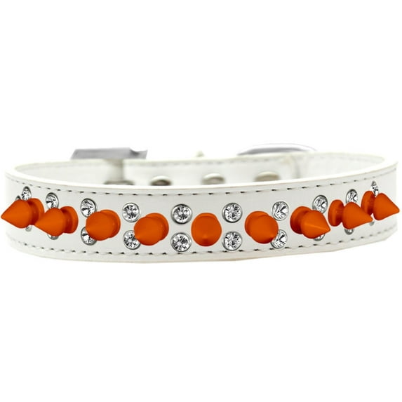 Pet and Dog Spike Collar, "Double Crystal Orange Spikes"