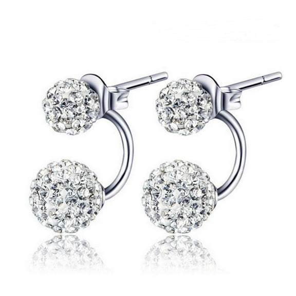 Double Crystal Cubic Zirconia Circle Stud Earrings; Goods