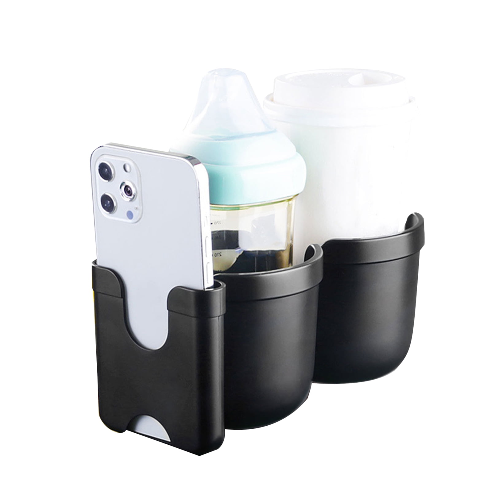 Double Cup Holder with Cellphone Holder Water Bottle Organiser for Wheelchair Walker Drink Beverage Holder