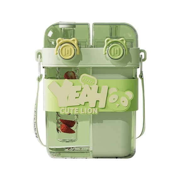 Double Cup Portable Water Bottle, High-Capacity Student Drinking Mug with Straw for Outdoor Activities, Leak-Proof, Convenient, 760ml Capacity