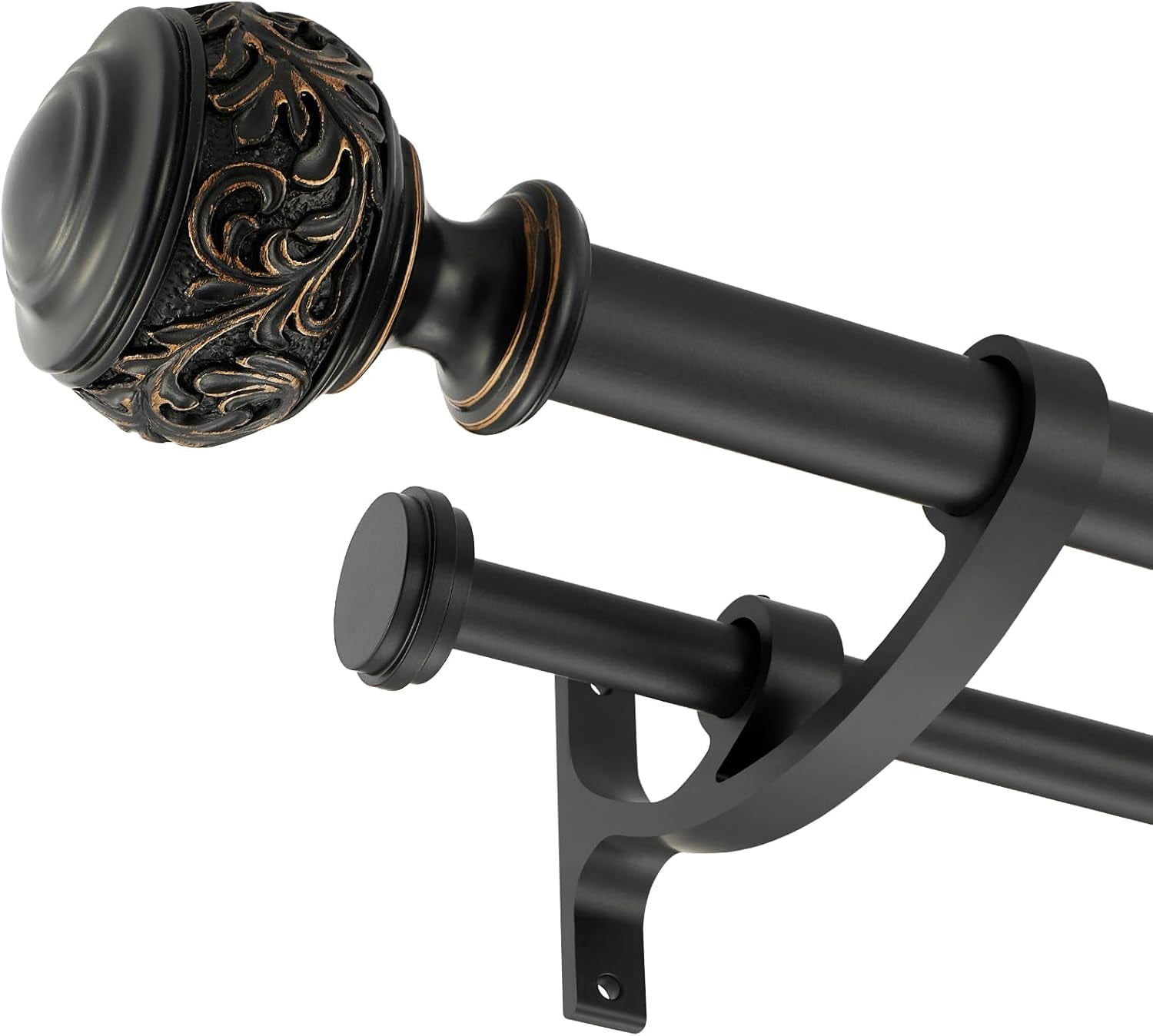 Double Curtain Rod, 1 inch Window Telescoping Drapery Double Rod 144 to