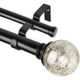 thumbnail image 1 of Double Curtain Rod 36 to 72 Inches (3-6 Feet) 7/8 Inch Curtain Rods for Windows, Telescoping Heavy Duty Drapery Rods with Decorative Crackle Glass Finials, Black, 1 of 14