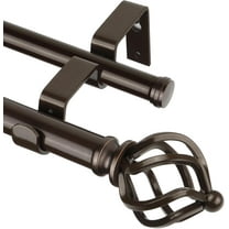 Double Curtain Rod 36 to 72 Inches (3-6 Feet) Antique Bronze Curtain Rods for Windows, 7/8 Inch Telescoping Heavy Duty Drapery Rods with Decorative Twisted Cage Finials