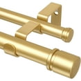 thumbnail image 1 of Double Curtain Rod 72 to 144 Inch, 1 Inch Heavy Duty Curtain Rods for Windows, Telescoping Double Drapery Rod with Simple Cap Finials, Gold, 1 of 14