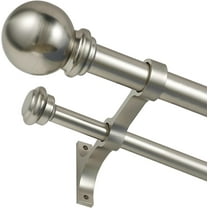 Double Curtain Rod 84 to 120 inch, Adjustable 1 inch Double Drapery Rod Rods for Windows and Doors with Ball Round Finials and Premium Aluminum Brackets Set (84-120",Brushed Nickel)