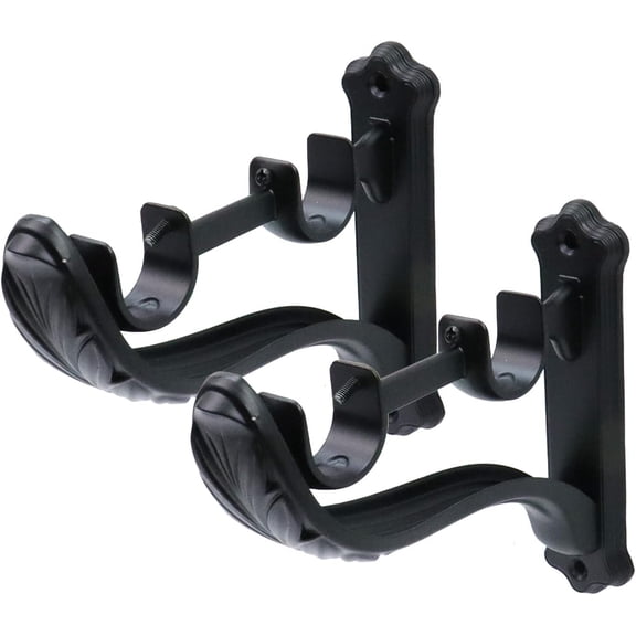 Double Curtain Rod Bracket Wall Mounted Rod Holder with Screw
