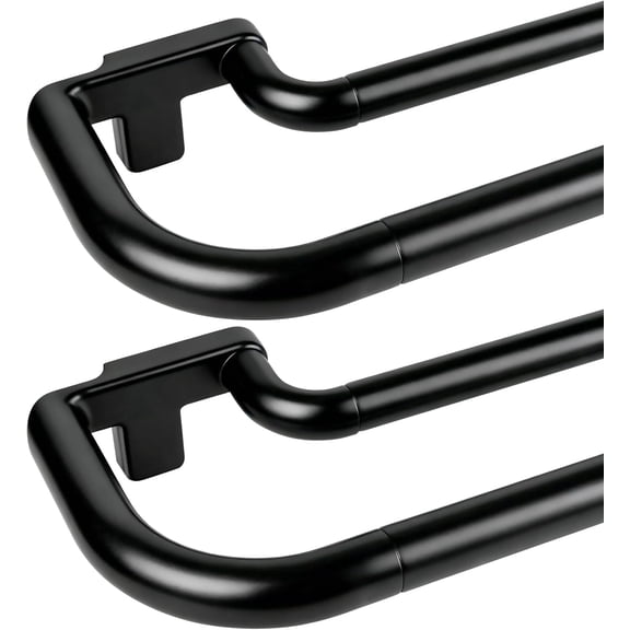 Double Curtain Rods 2 Pack 32 to 86 Inches, Wrap Around Blackout Double Curtain Rods for Windows 55 to 82 Inches (4.6-6.8 ft), 6/8 Inches Room Darkening Telescoping Drapery Rod, Black