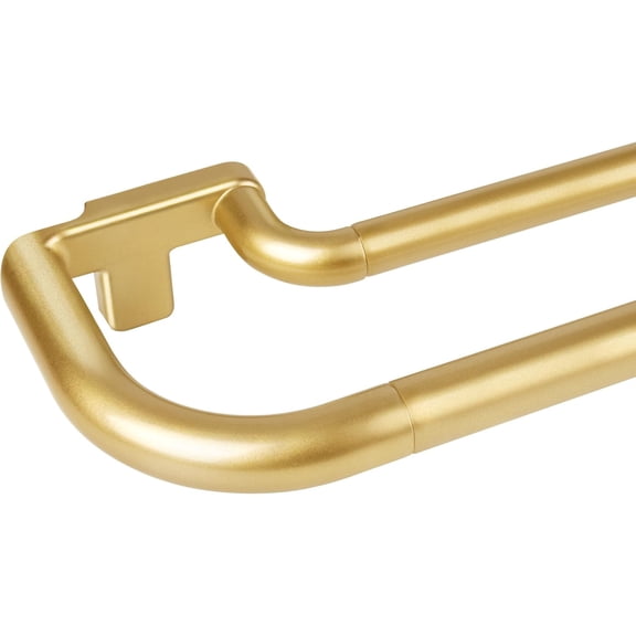Double Curtain Rods 32 to 58 Inches, Blackout Wrap Around Curtain Rods for Windows 20 to 54 Inches (1.6-4.5 ft), 6/8 Inches Telescoping Adjustable Room Darkening Drapery Rod, Gold