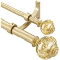 thumbnail image 1 of Double Curtain Rods 36 to 72 Inches(3-6 Feet) with Solid Aluminum Alloy Brackets, 1” Front and 5/8” Back Telescoping Drapery Rod for Windows, Heavy Duty Decorative Curtain Rods, Warm Gold, 1 of 7
