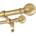 thumbnail image 1 of Double Curtain Rods 36-72 Inches with Round Finials, 1 Inch Heavy Duty Drapery Rod with Unique Aluminum Alloy Brackets for Windows, Sliding Door, Patio, Bedroom, Living Room Decoration, Brushed Gold, 1 of 6