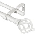thumbnail image 1 of Double Curtain Rods 66 to 120 Inches (5.5-10 Feet), Ivory White Telescoping Curtain Rod for Windows 54 to 115 Inches, 7/8 Inch Decorative Curtain Rods with Twisted Cage Finials, 1 of 15