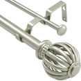 thumbnail image 1 of Double Curtain Rods 72-144 Inch - 1 Inch Heavy Duty Telescoping Window Curtain Rod Set in Brushed Nickel, Decorative Cage Finials for Living Room and Bedroom, 1 of 8