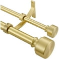 thumbnail image 1 of Double Curtain Rods Brass, Double Curtain Rods for Window 48-84 Inch, Decorative Double Drapery Rod with Modern End Cap, 1-Inch Front and 5/8 Inch Back Double Window Rods, 1 of 14