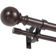 thumbnail image 1 of Double Curtain Rods for Window 72-144", Adjustable Double Drapery Rod with Round & Barrel Finials, 1-Inch Front and 5/8 Inch Diameter Back Double Decorative Curtain Rod, Telescoping Curtain Rod Bronze, 1 of 12