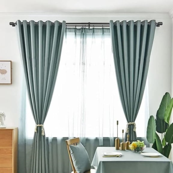 Double Curtain Rods for Windows 36-72", Matte Black Double Curtain Rods with Cap Finials, Adjustable 1 Inch Front and 5/8 Inch Back Double Drapery Rod, Telescoping Dual Curtain Rod Black Double Rods
