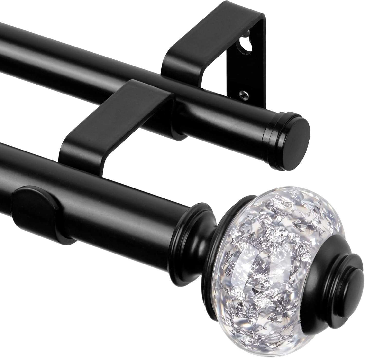 Double Curtain Rods for Windows 72-144, 1 Inch Drapery Rod, Black