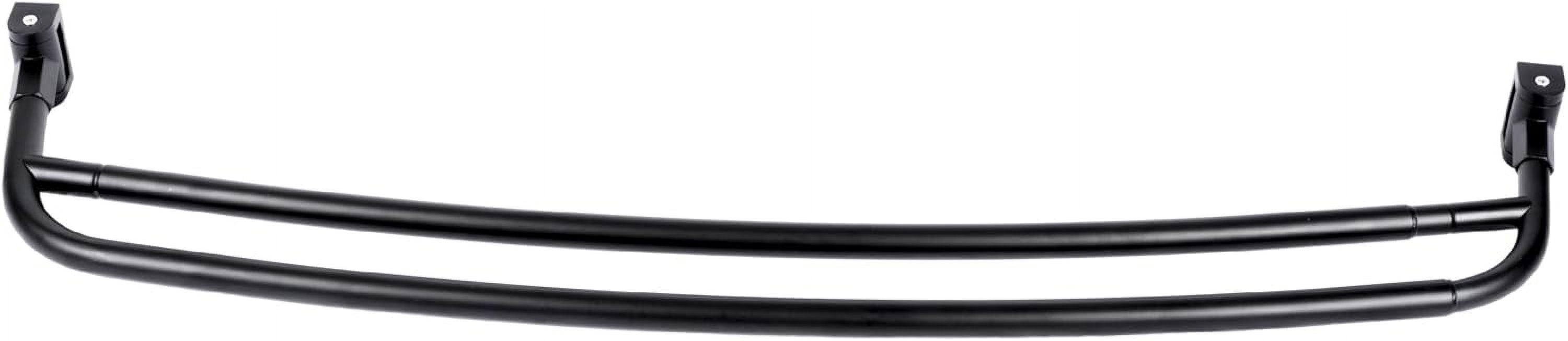 Double Curved Shower Rod, Metal Construction, Adjustable Between 44 to 70 Inches, Aluminum Rods and Zinc Mounting Hardware, Quality Modern Bathware, Black Finish