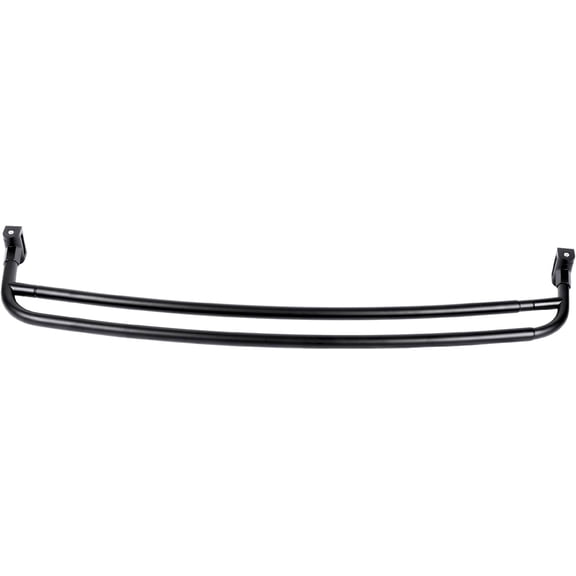 Double Curved Shower Rod, Metal Construction, Adjustable Between 44 to 70 Inches, Aluminum Rods and Zinc Mounting Hardware, Quality Modern Bathware, Black Finish
