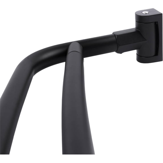 Double Curved Shower Rod, Metal Construction, Adjustable Between 44 to 70 Inches, Aluminum Rods and Zinc Mounting Hardware, Quality Modern Bathware, Black Finish