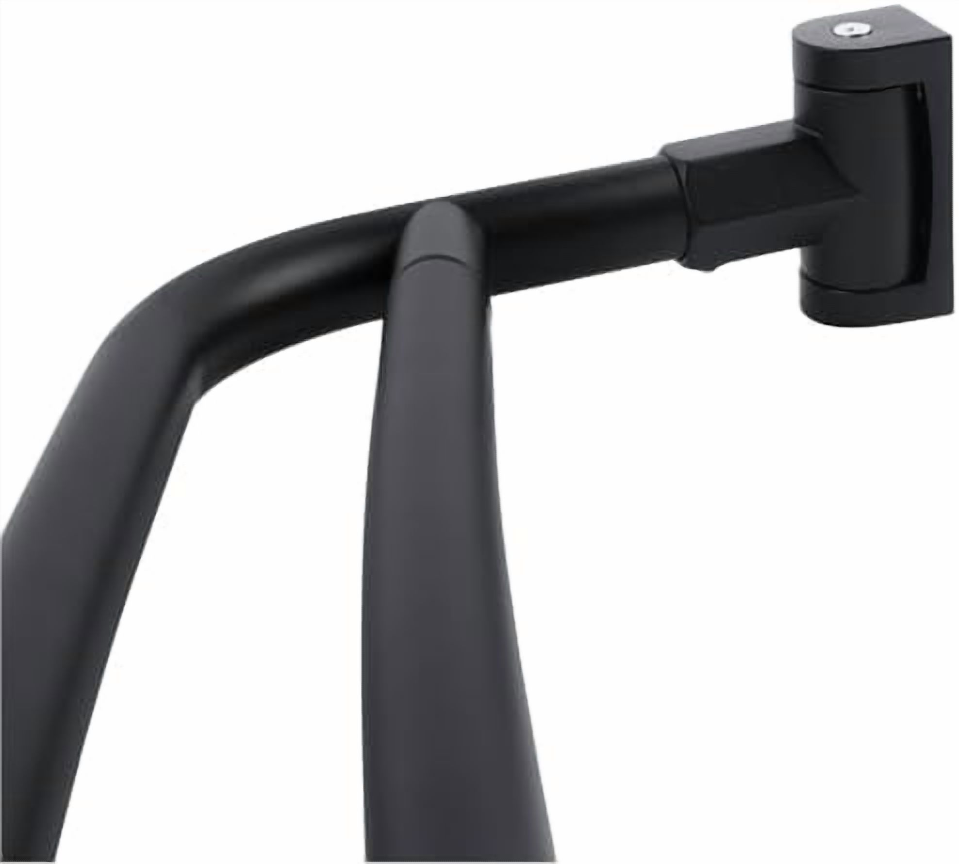 Double Curved Shower Rod, Metal Construction, Adjustable Between 44 to 70 Inches, Aluminum Rods and Zinc Mounting Hardware, Quality Modern Bathware, Black Finish