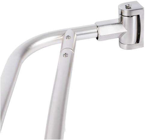 Double Curved Shower Rod, Metal Construction, Adjustable Between 44 to 70 Inches, Aluminum Rods and Zinc Mounting Hardware, Quality Modern Bathware, Brushed Nickel Finish