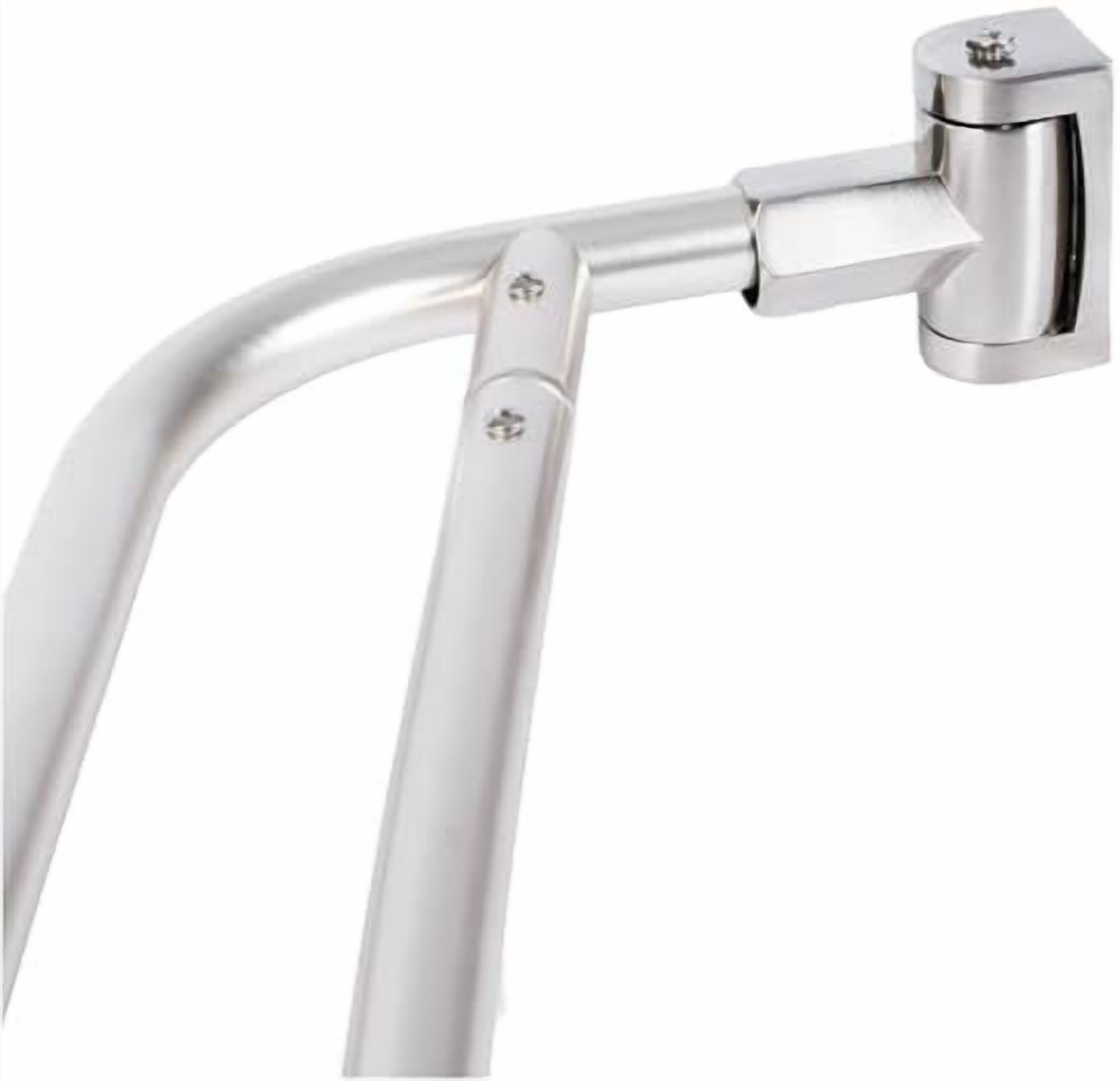 Double Curved Shower Rod, Metal Construction, Adjustable Between 44 to 70 Inches, Aluminum Rods and Zinc Mounting Hardware, Quality Modern Bathware, Brushed Nickel Finish