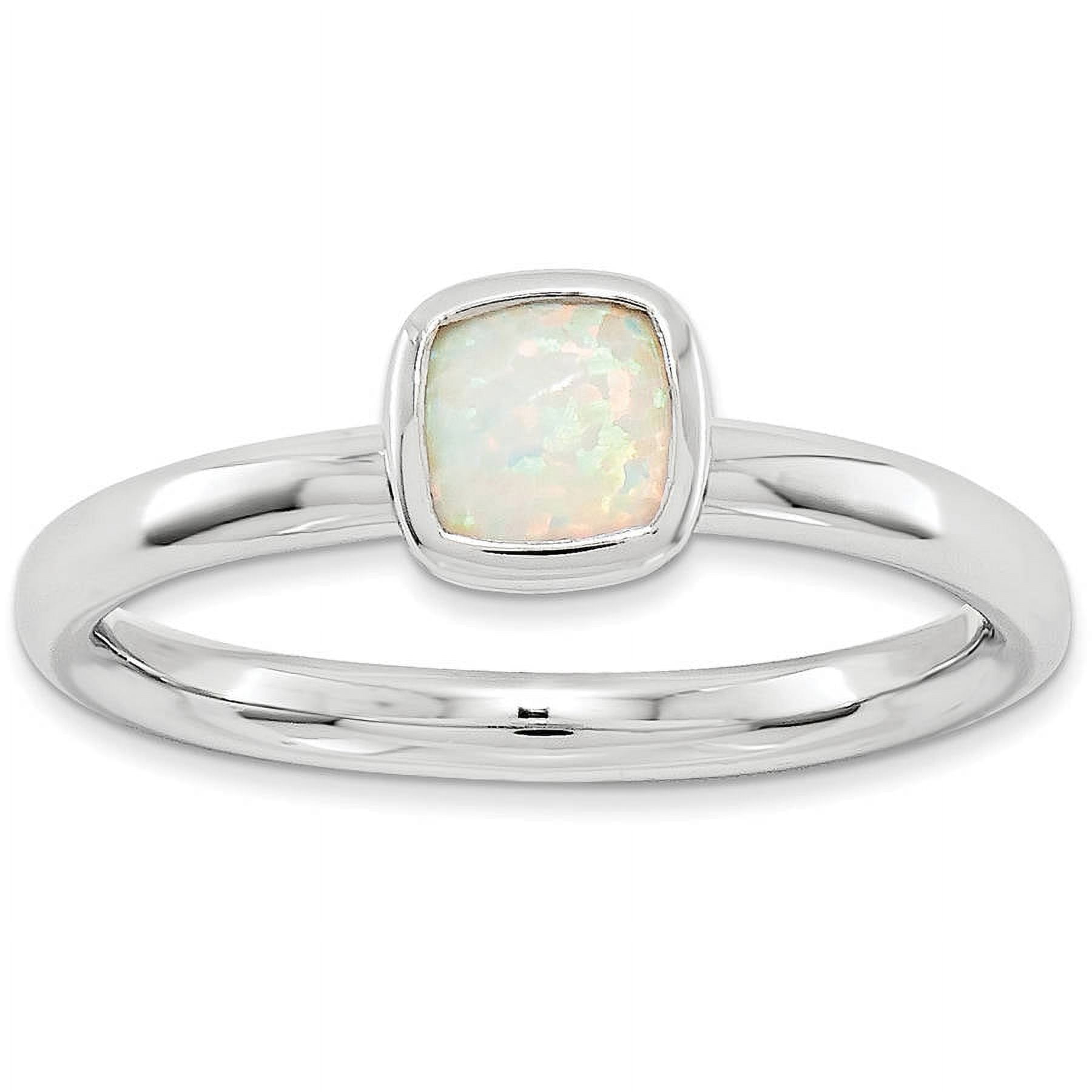 Double Cushion-Cut Created Opal Sterling Silver Ring