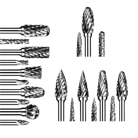 Double Cut Carbide Burr Set 20Pcs Die Grinder Bits 1/8 inch Cutting Burrs for Wood Working