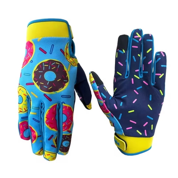 Double Cycling Gloves for Motocross Racing - Breathable & Stylish Donut Pattern, Perfect for Spring, Summer & Autumn