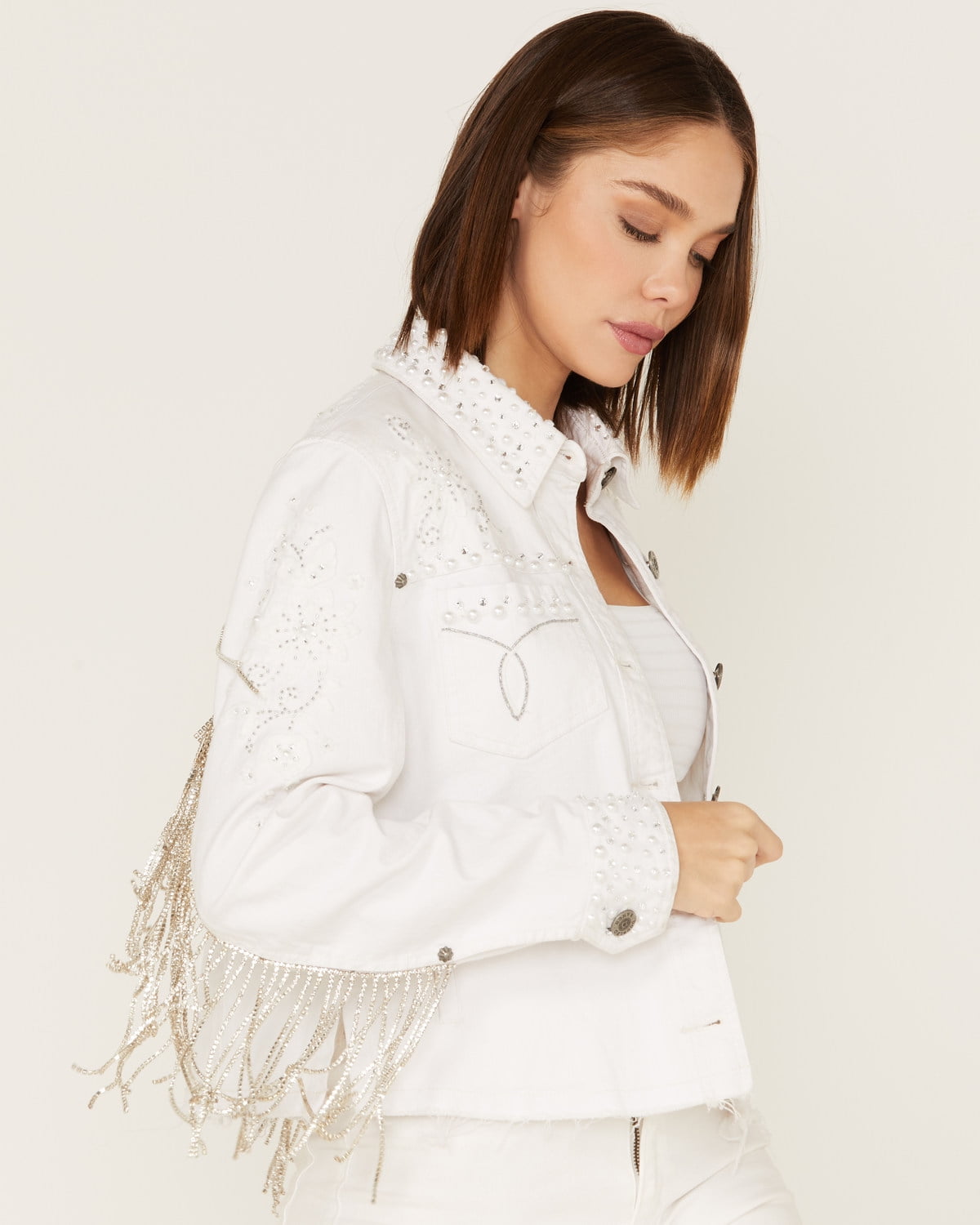 Double D Ranch Women s Boot Barn X Hitched Denim Bridal Jacket White Medium US Walmart