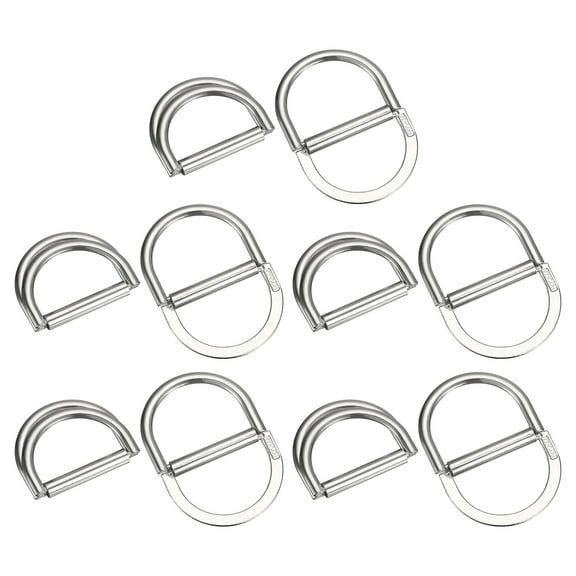 Double D Ring Buckles, 10pcs 30mm(1.18") Metal Adjustable D Rings, Silver Tone