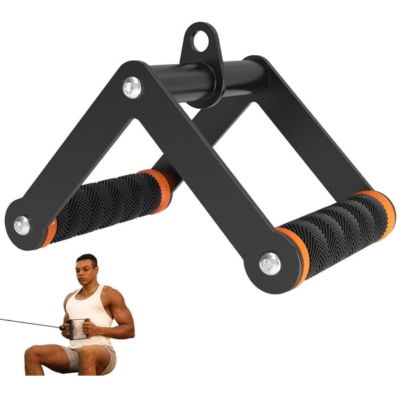 Double D Row Handle  Attachment for Gym &  Workouts, V Bar  Attachment with Non-Slip Grips, Orange