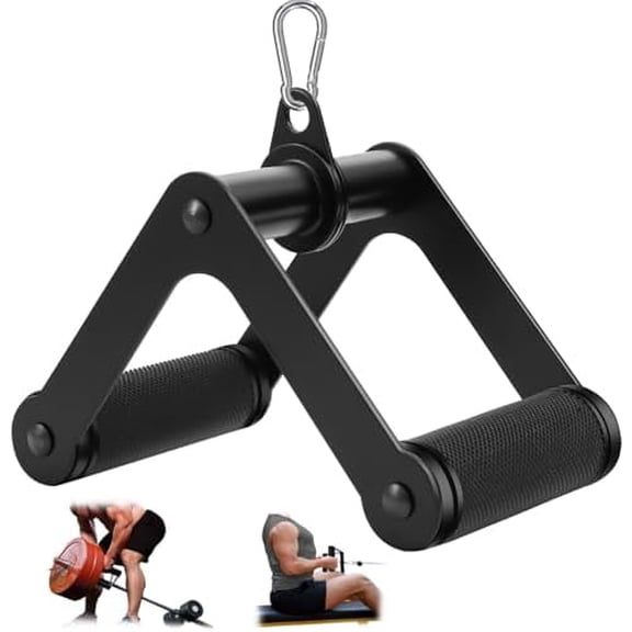 Double D Row Handle LAT Pulldown Attachments, 1.3 Inch Diameter Big Comfort Rubber Grip V Bar Attachmentt for Cable Machine Home Gym Accessory