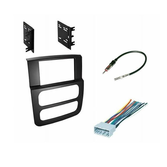 Double DIN Car Stereo Radio Installation Dash Kit for Select 2002 2003 2004 2005 Dodge RAM (Dash Kit + Wiring Harness + Antenna Adapter)